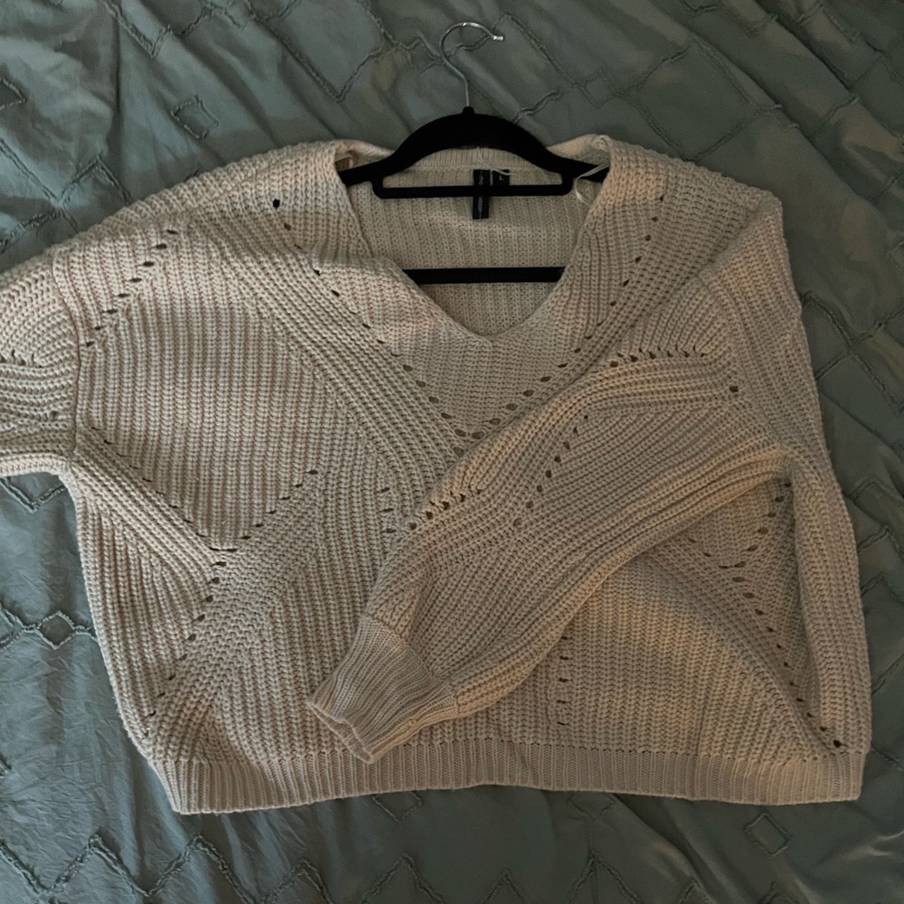 Cream v neck sweater